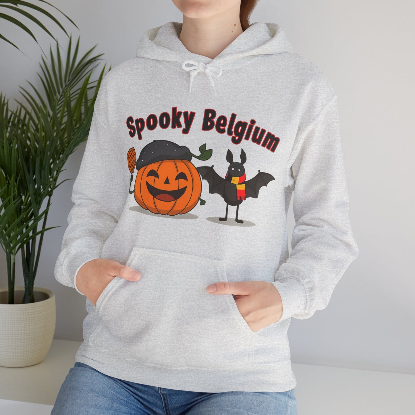 Spooky Halloween Hoodie, Cozy Unisex Sweatshirt for Fall, Perfect for Halloween Parties, Pumpkin and Bat Design, Great Gift Idea
