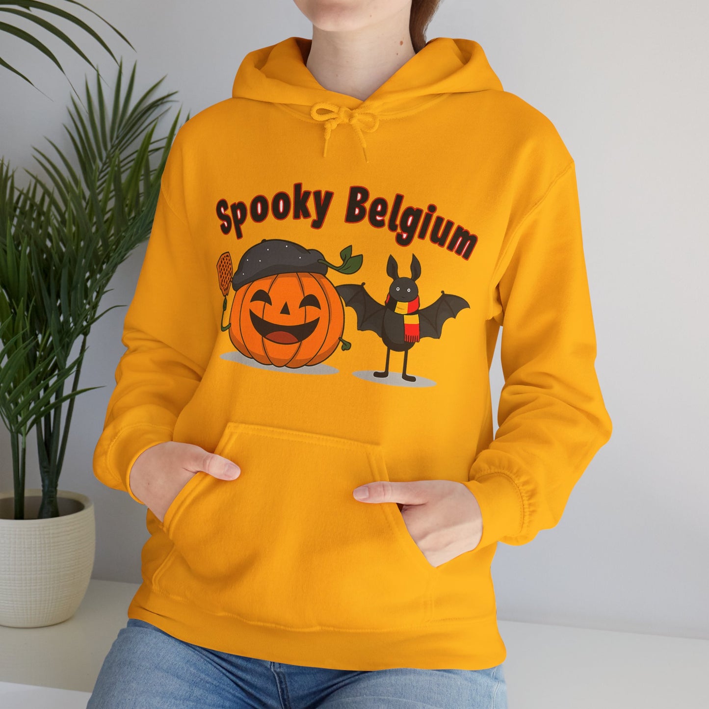 Spooky Halloween Hoodie, Cozy Unisex Sweatshirt for Fall, Perfect for Halloween Parties, Pumpkin and Bat Design, Great Gift Idea