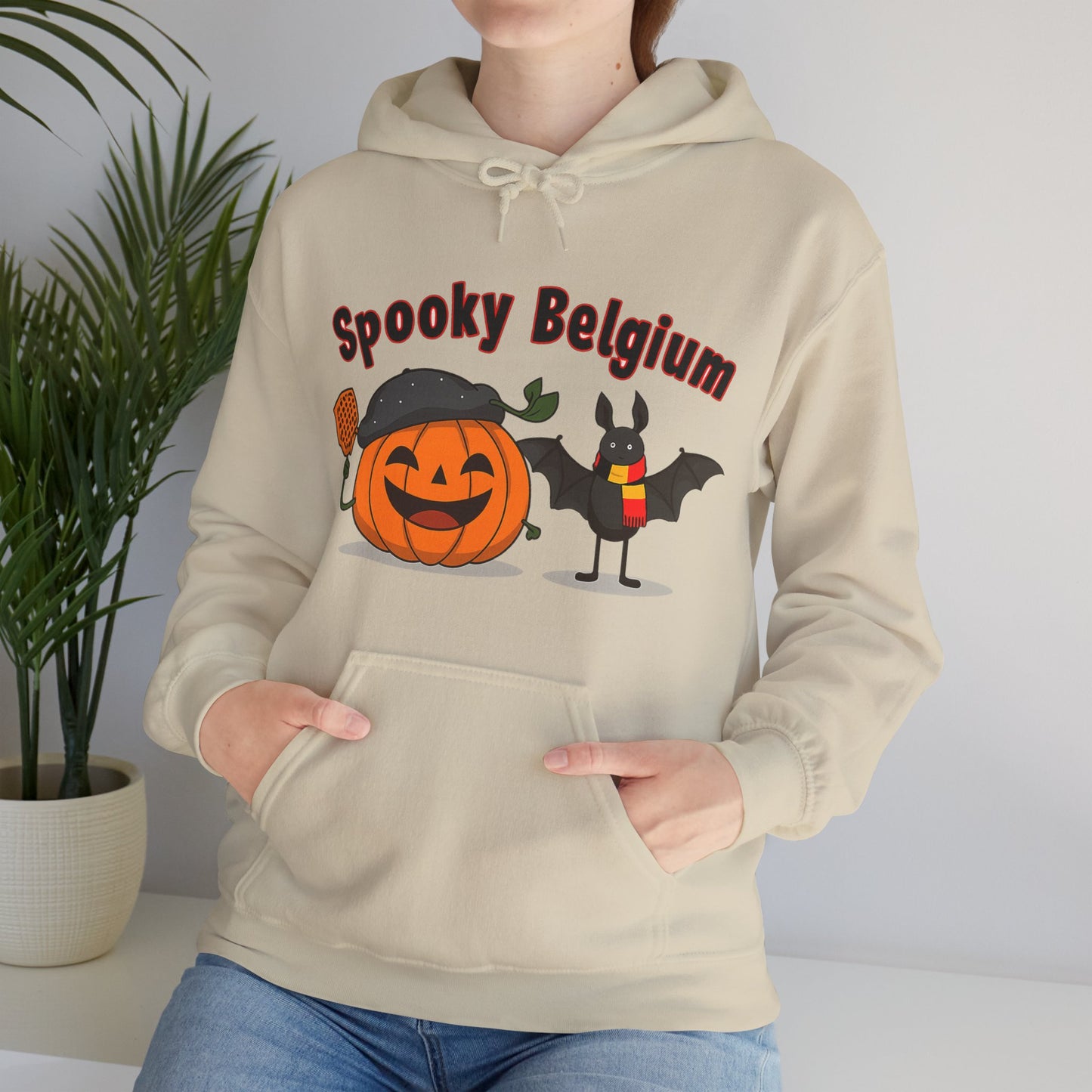 Spooky Halloween Hoodie, Cozy Unisex Sweatshirt for Fall, Perfect for Halloween Parties, Pumpkin and Bat Design, Great Gift Idea