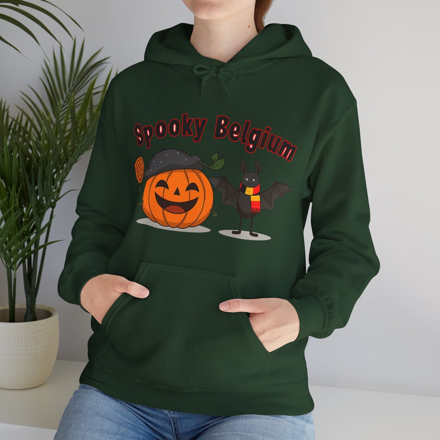 Spooky Halloween Hoodie, Cozy Unisex Sweatshirt for Fall, Perfect for Halloween Parties, Pumpkin and Bat Design, Great Gift Idea