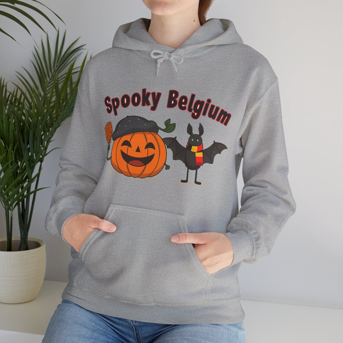 Spooky Halloween Hoodie, Cozy Unisex Sweatshirt for Fall, Perfect for Halloween Parties, Pumpkin and Bat Design, Great Gift Idea