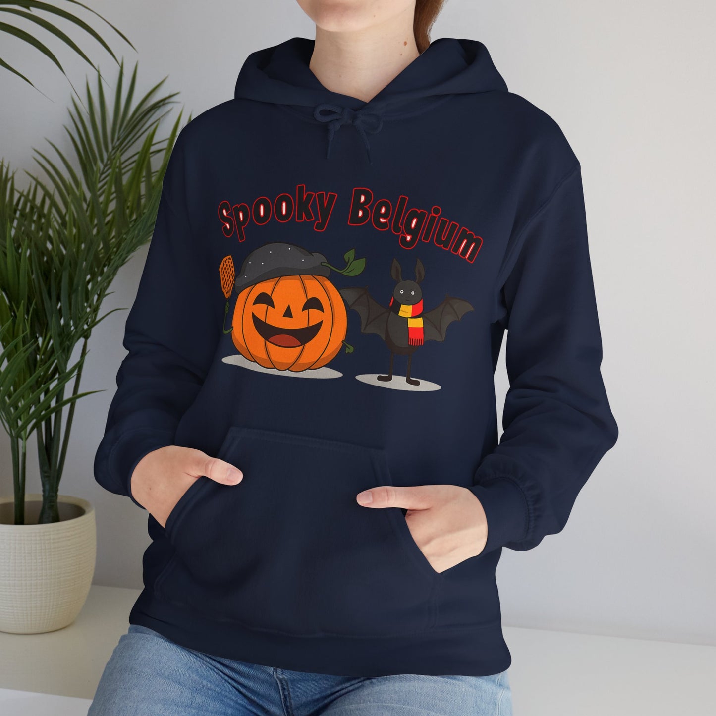 Spooky Halloween Hoodie, Cozy Unisex Sweatshirt for Fall, Perfect for Halloween Parties, Pumpkin and Bat Design, Great Gift Idea