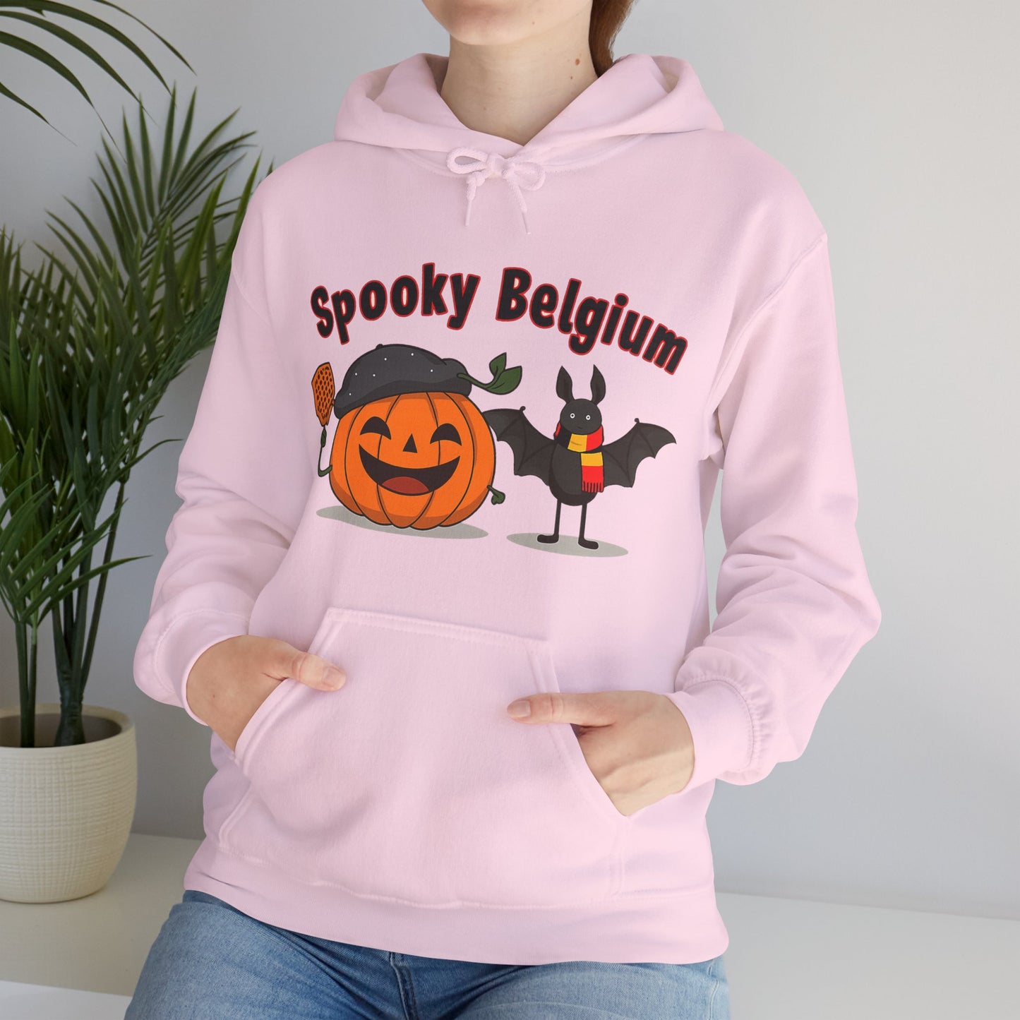 Spooky Halloween Hoodie, Cozy Unisex Sweatshirt for Fall, Perfect for Halloween Parties, Pumpkin and Bat Design, Great Gift Idea