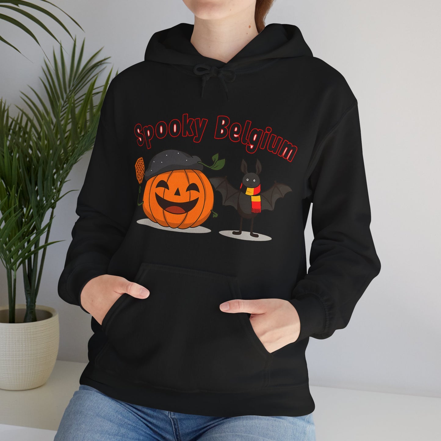 Spooky Halloween Hoodie, Cozy Unisex Sweatshirt for Fall, Perfect for Halloween Parties, Pumpkin and Bat Design, Great Gift Idea