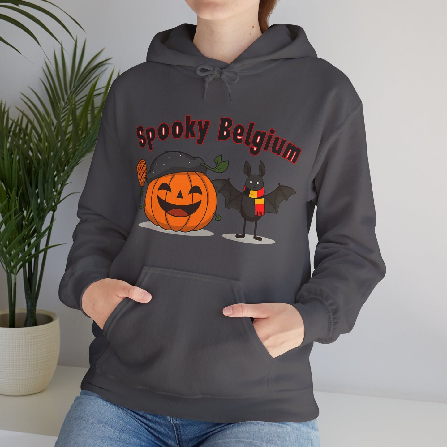 Spooky Halloween Hoodie, Cozy Unisex Sweatshirt for Fall, Perfect for Halloween Parties, Pumpkin and Bat Design, Great Gift Idea