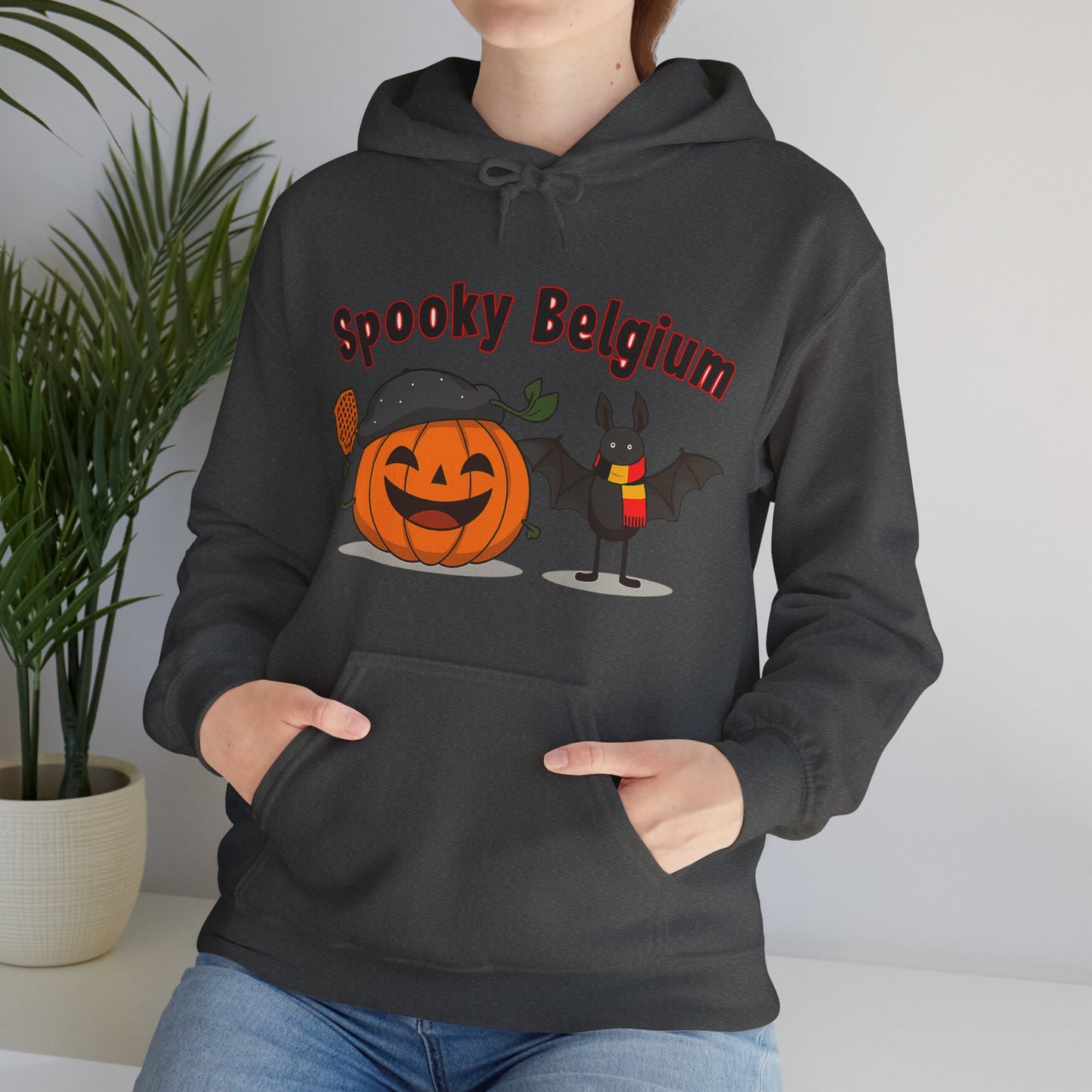 Spooky Halloween Hoodie, Cozy Unisex Sweatshirt for Fall, Perfect for Halloween Parties, Pumpkin and Bat Design, Great Gift Idea